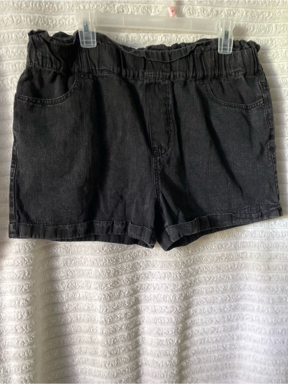 Women’s High-Waist Black Elastic Denim Shorts